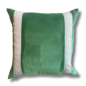 Designer Pillow cover Beige Greek Key moss green trim tape velvet fretwork lumbar bolster throw custom Piping highend decorative chinoiserie