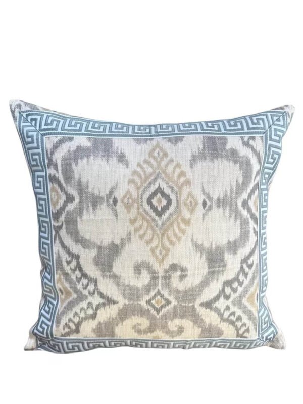 Designer Pillow cover Fushia navy blue linen flax natural colorblock bolster throw custom Piping high end decorative chinoiserie