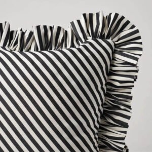 Designer Pillow cover Schumacher stripe black off white Cover ruffle bed sham lumbar throw custom high end decorative EURO