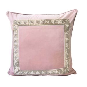 Designer Pillow cover blush light pink velvet Beige beige Key trim tape lumbar bolster throw custom Piping high end decorative chinoiserie