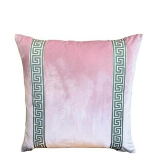 Designer Pillow cover blush light pink velvet Beige grey Key trim tape lumbar bolster throw custom Piping high end decorative chinoiserie