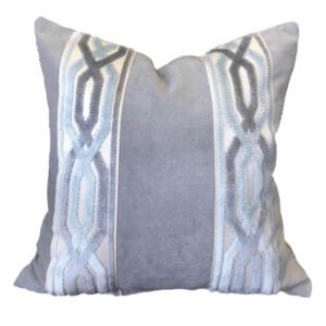Designer Pillow cover light grey velvet Beige beige Key trim tape lumbar bolster throw custom Piping high end decorative chinoiserie