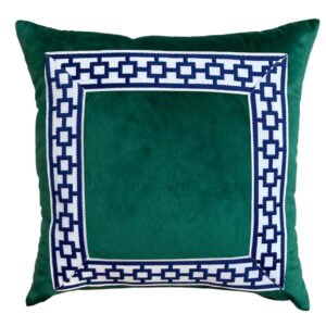 Designer Pillow cover Flax beige Linen Cover black grosgrain trim blue lumbar bolster custom Piping high end decorative fretwork