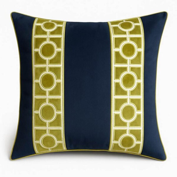 Designer Pillow cover trim citrine lime trim tape velvet Cover navy blue lumbar bolster throw custom Piping high end decorative
