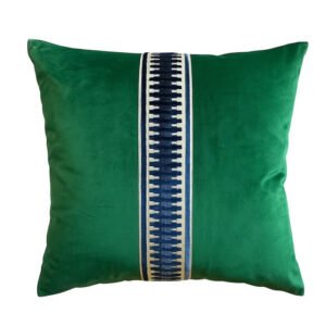 Designer Pillow cover trim tape emerald green Schumacher velvet Cover navy blue lumbar bolster throw custom Piping high end decorative