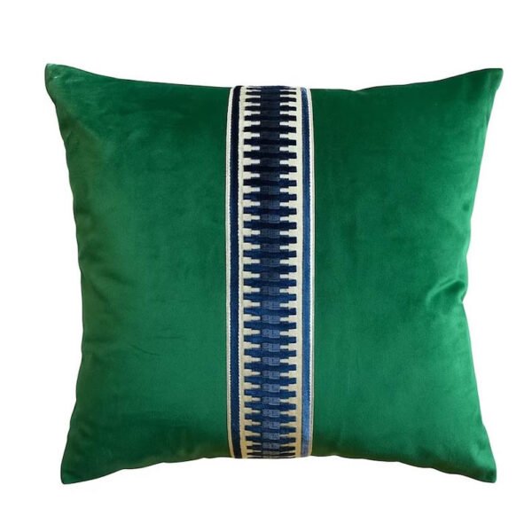 Designer Pillow cover trim tape emerald green Schumacher velvet Cover navy blue lumbar bolster throw custom Piping high end decorative
