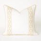 Designer off white linen Pillow cover beige trim tape fretwork lumbar bolster throw Piping decorative chinoiserie USA Made