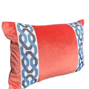 Designer pillow cover burn orange soft velvet navy French blue trim tape lumbar throw custom Piping decorative pillow bed chinoiserie lumbar