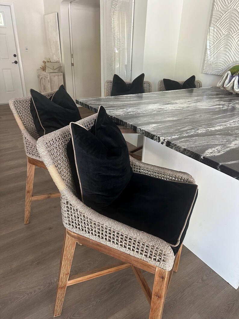 Italian black velvet chair seat cushion Cover taupe piping welt high end decorative highend natural beige more colors WASHABLE any size2