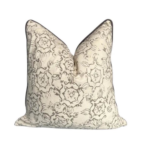 Kravet John Robshaw Dazda taupe off white Linen Pillow Cover throw pillow taupe beige Piping high end decorative 20” x 20” ethnic Kravet John Robshaw Dazda taupe off white Linen Pillow Cover throw pillow taupe beige Piping high end decorative 20” x 20” ethnic