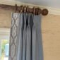 Linen Pinch Pleat drapes Frost blue with trim tape curtains French pleated fretwork blue Aqua trimming lining privacy 25” x 96” in stock