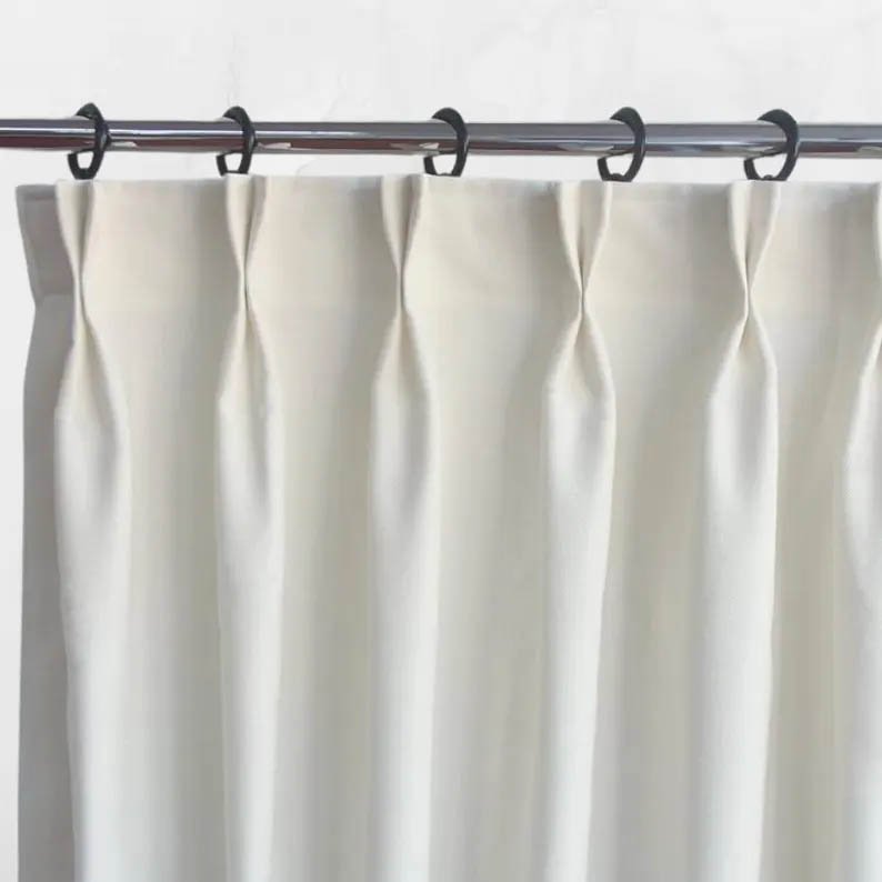Linen Pinch Pleat drapes curtain fabric colors window treatment French pleated off white flax lining blackout privacy custom sizes