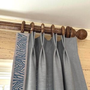 Linen Pinch Pleat drapes with trim tape many fabric colors curtains French pleated Zebra French blue trimming lining blackout privacy avail