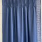 Linen Pinch Pleat drapes with trim tape many fabric colors curtains French pleated fretwork Greek key trimming lining blackout privacy navy