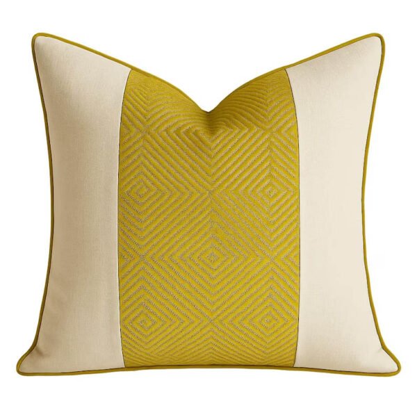 Designer Pillow cover Chartreuse cut velvet colorblock cream linen bolster throw custom Piping high end decorative chinoiserie lumbar