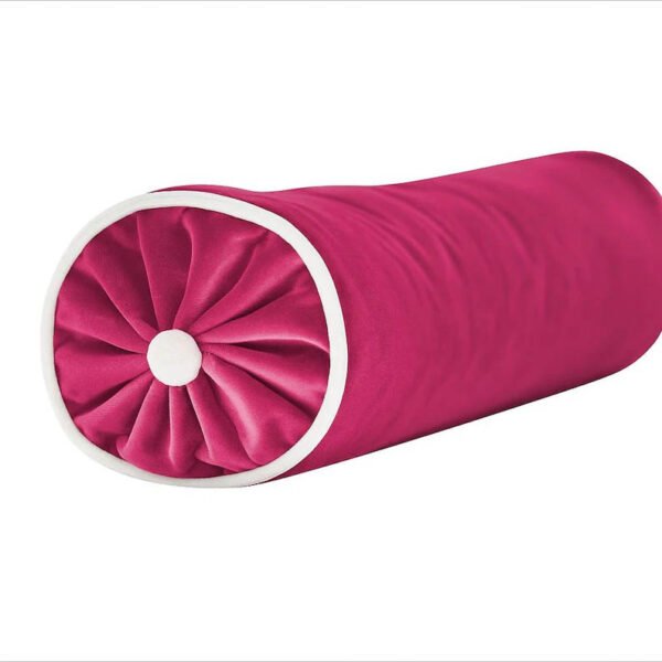 Designer bolster 6 x 24 Fuschia hot Pink with white piping tufted ready to ship, throw pillow custom high end decorative Designer bolster 6 x 24 Fuschia hot Pink with white piping tufted ready to ship, throw pillow custom high end decorative