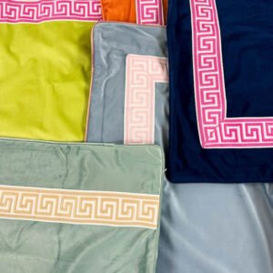 Make your OWN Pillow cover velvet Greek Key trim tape lumbar bolster throw custom Piping high end decorative chinoiserie many colors