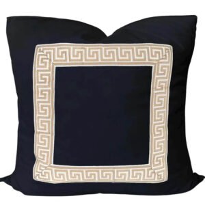 Designer Pillow cover black velvet Beige beige Key trim tape lumbar bolster throw custom Piping high end decorative chinoiserie