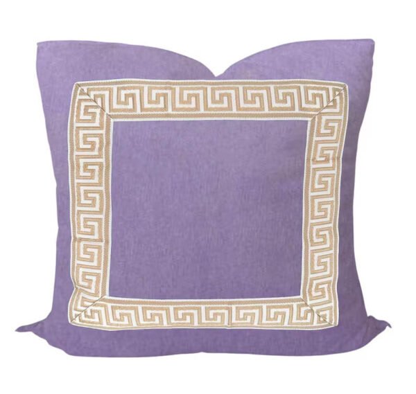 Designer Pillow cover blush light purple velvet Beige beige Key trim tape lumbar bolster throw custom Piping high end decorative chinoiserie