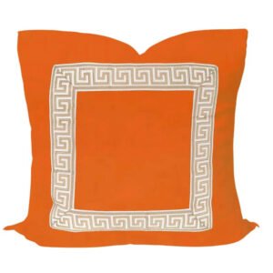 Designer Pillow cover orange velvet Beige beige Key trim tape lumbar bolster throw custom Piping high end decorative chinoiserie