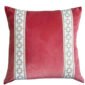 Designer Pillow cover spicy coral velvet beige Caroline trim tape fretwork lumbar bolster throw custom Piping highend decorative chinoiserie